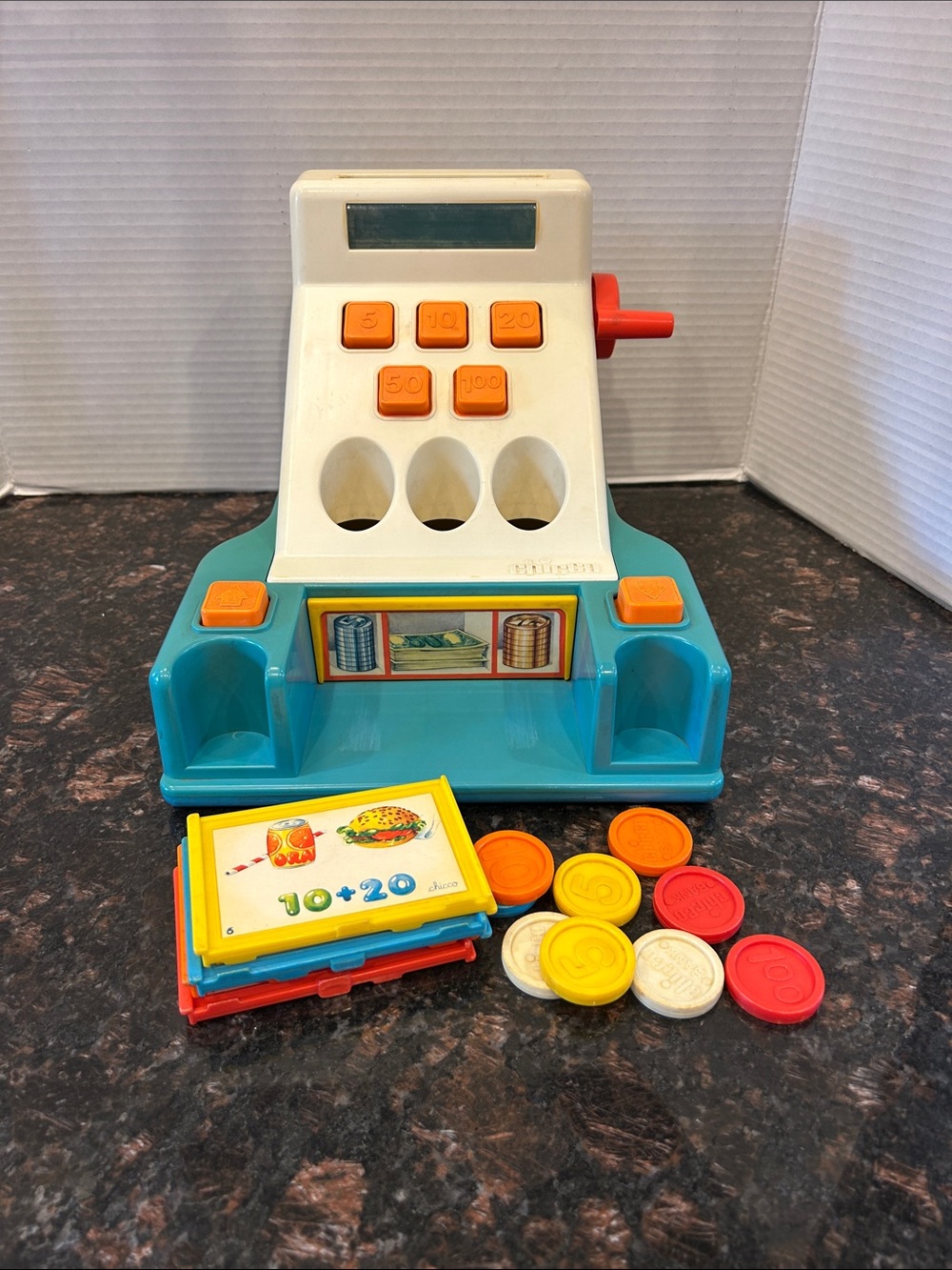 Vintage Chicco Cash Register with Coins/Cards